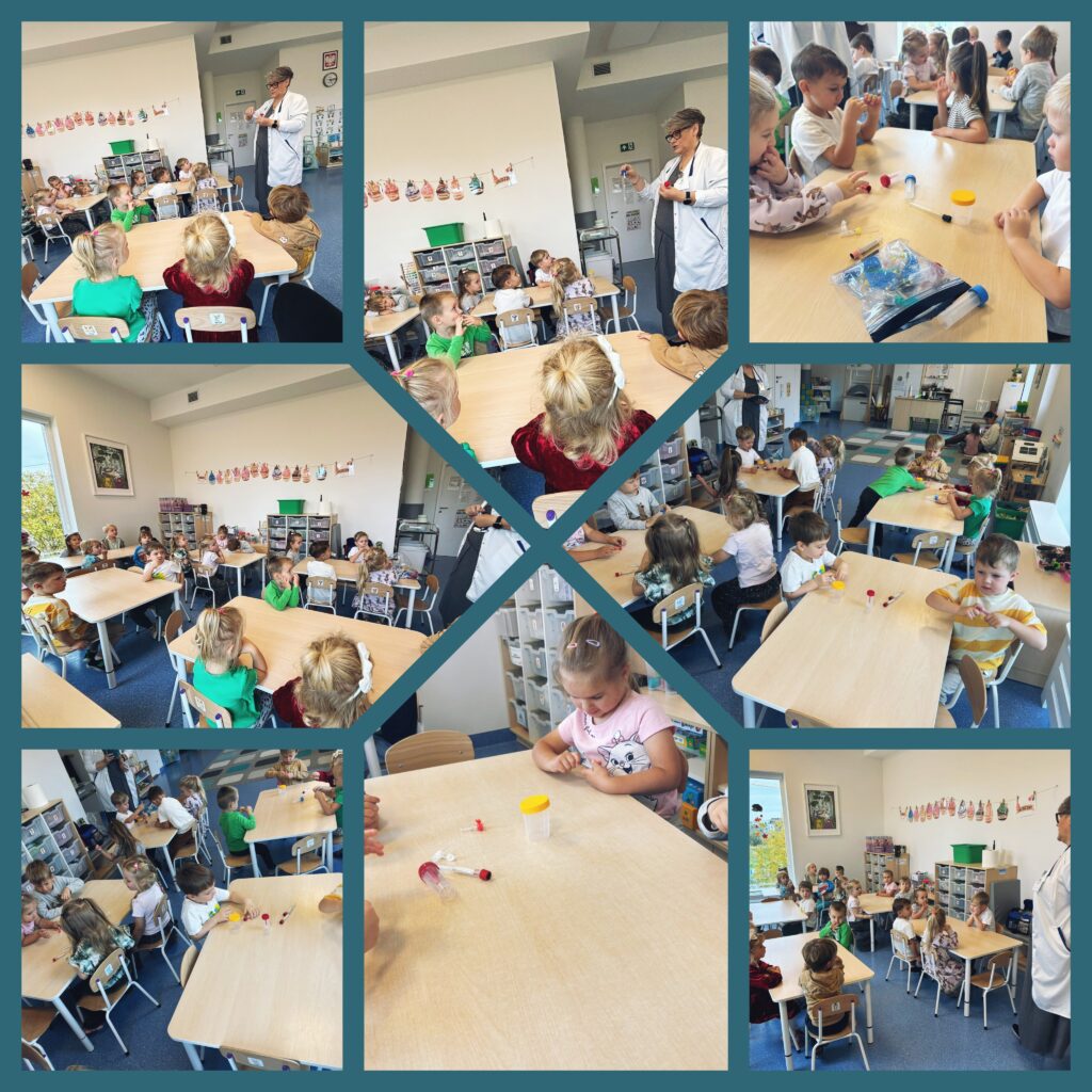 Grupa dzieci w sali dydaktycznej słucha wystąpienia pani pielęgniarki.
#DostepnoscCyfrowa