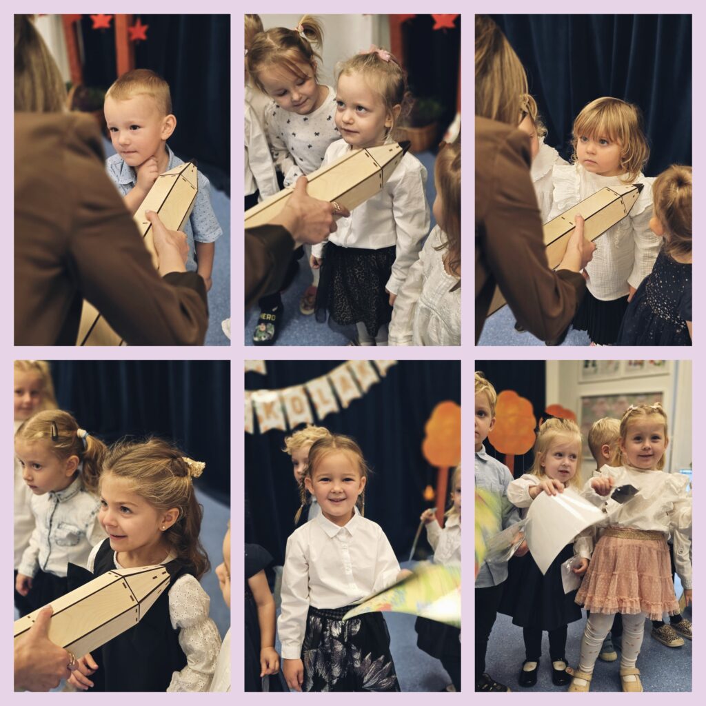 Grupa dzieci na sali przedszkolnej zostaje pasowana na przedszkolaka przez dyrektora oraz otrzymuje dyplomy od nauczyciela.
#DostępnośćCyfrowa