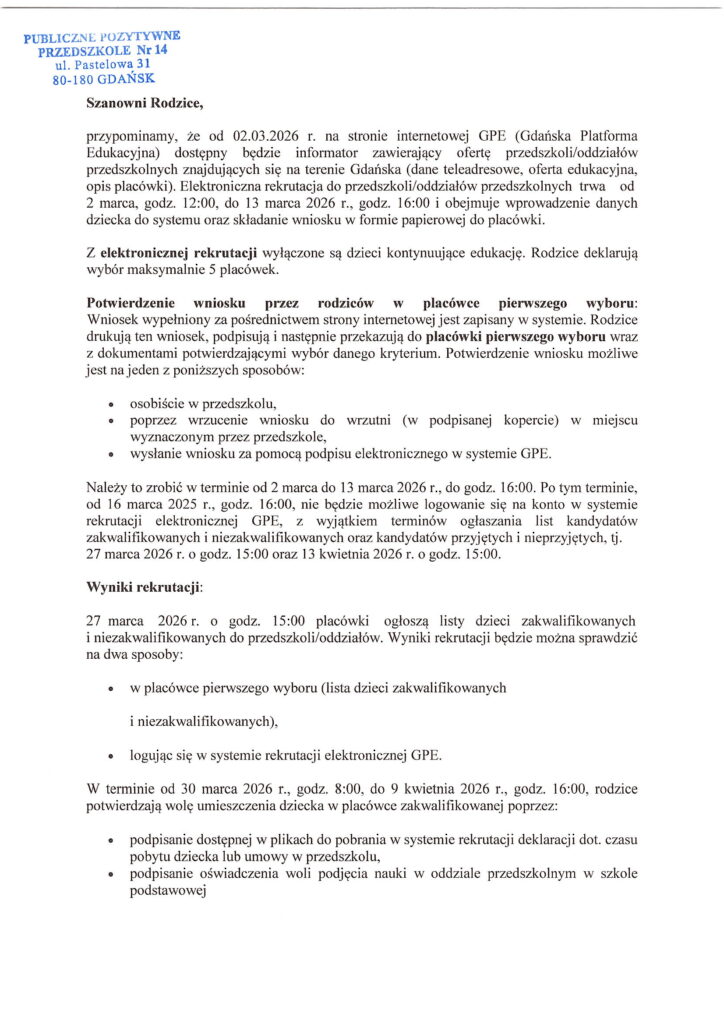 Plakat z informacjami na temat rekrutacji do przedszkoli.
#DostepnoscCyfrowa