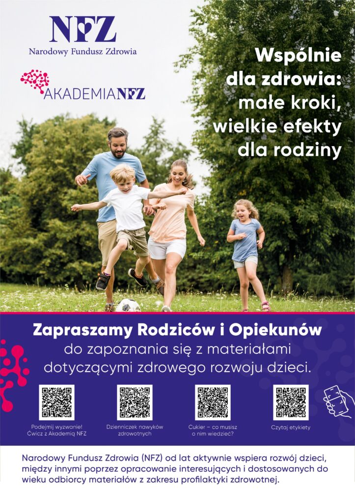 Plakat promujący rodzinne uprawianie aktywności fizycznej.
#DostepnoscCyfrowa