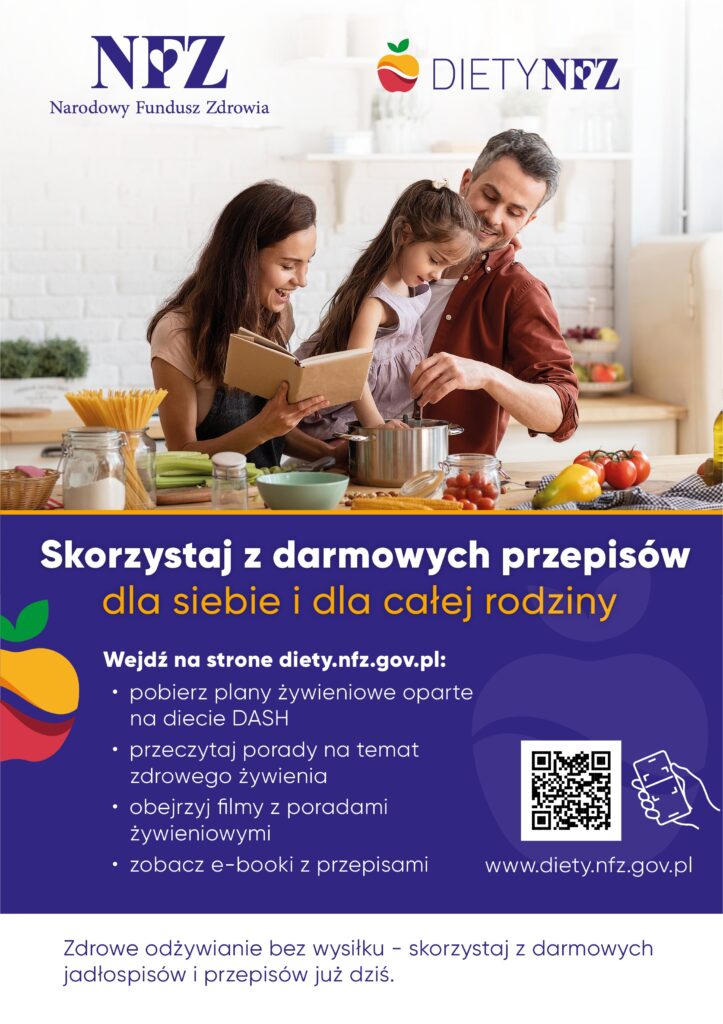 Plakat promujący rodzinne zdrowe gotowanie.
#DostepnoscCyfrowa