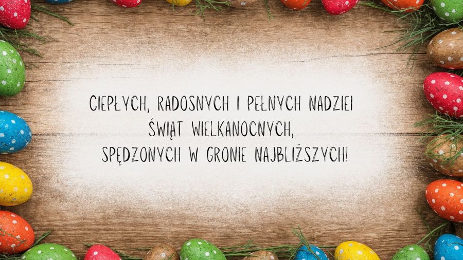 Plakat z życzeniami wielkanocnymi.
#DostepnoscCyfrowa